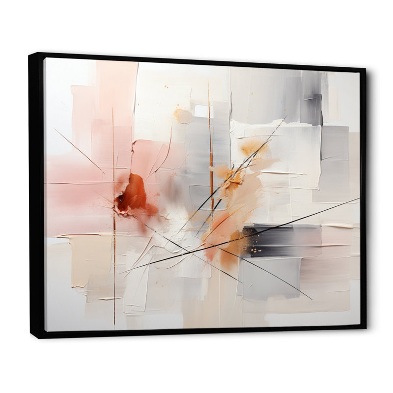 Collage gris chuchotant, H 16 po x l 32 po x P 1 po, Cadre flottant noir