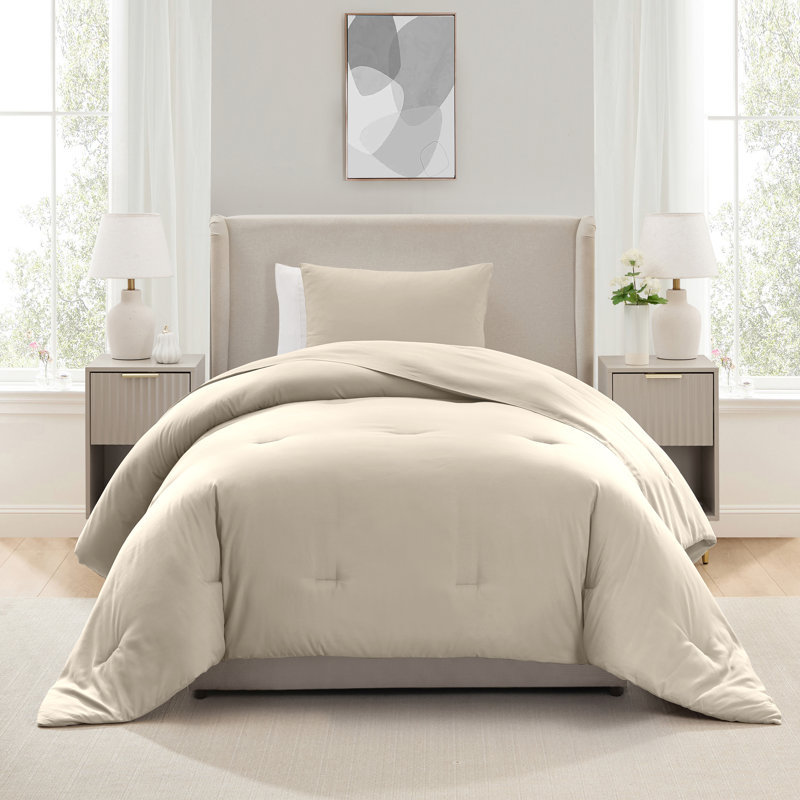  ensemble d'édredon en microfibre douce 2 pièces avec taie décorative, Édredon pour lit simple + 1 taie décorative stan