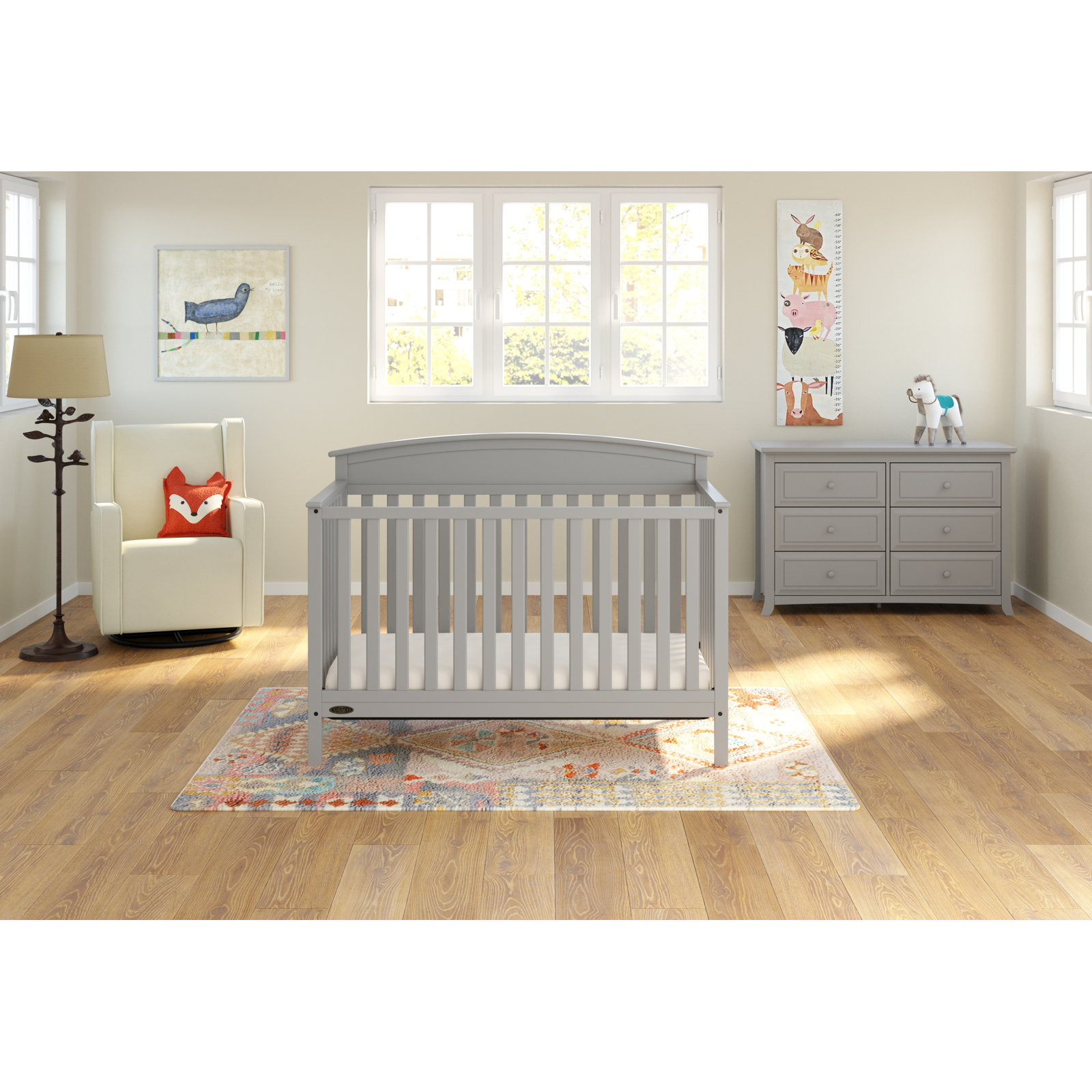 Benton Convertible Standard 2 Pieces Nursery Furniture Set, Pebble Gray