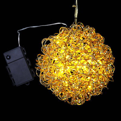 Battery Operated 8" Vine Glitter Christmas Ball with 35 Micro Warm White Lights