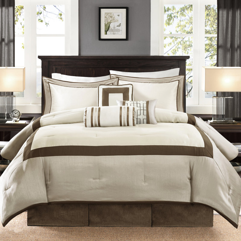 Édredon très grand taupe / brun - Ensemble de 7 coussins décoratifs rembourrés de matériaux complexes, Taupe/Brown