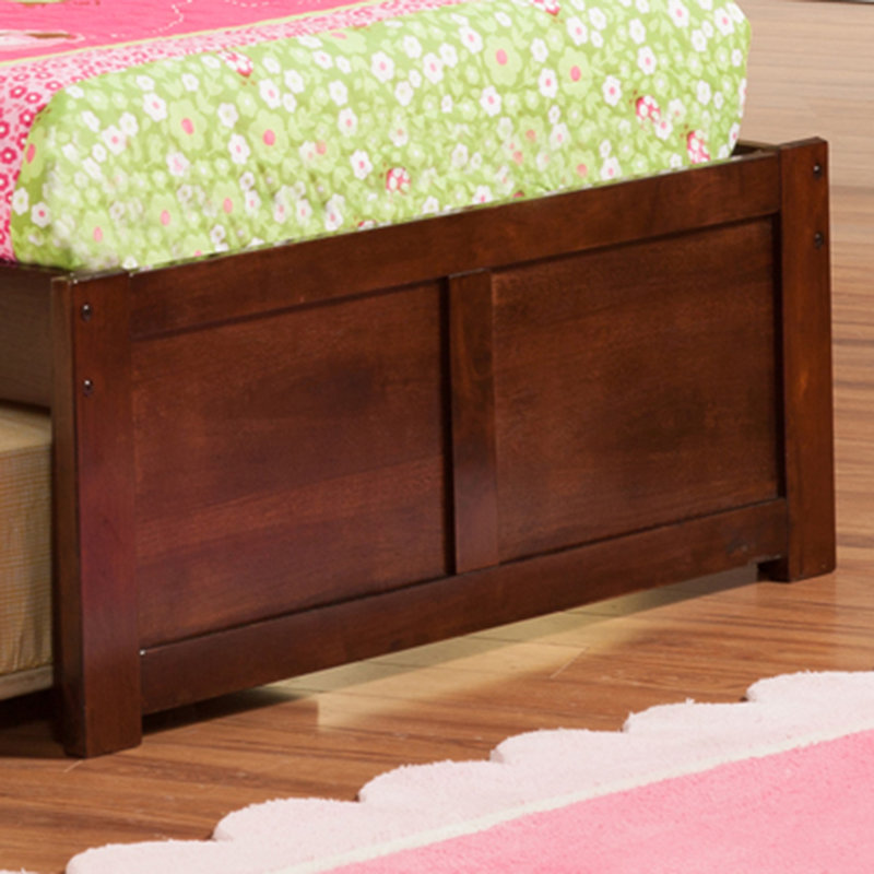 Daurice Solid Wood Platform Bed with Panel Footboard & Storage Drawers, Twin XL, Walnut