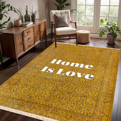 "Home Is Love" Saffron Traditional Area Rug