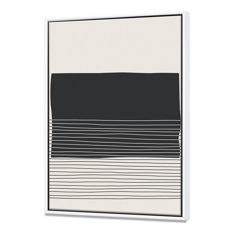 Kiro Minimal Geometric Lines and Squares VIII - Floater Frame Print on Canvas, 20'' H x 12'' W x 1'' D, White Framed Canvas