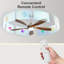  Ventilateur de plafond intelligent moderne de 52 po avec lumière, moteur à courant continu silencieux à 6 vitesses et télécommande à DEL 3 couleurs avec minuterie, sakuragi-1996088067-1996088066