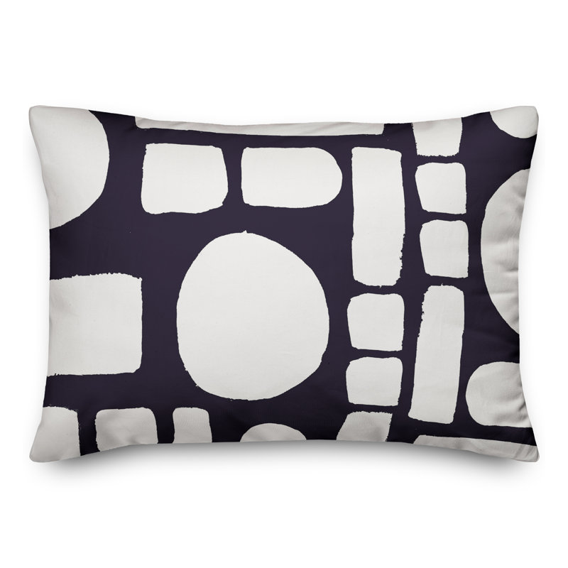  Coussin intérieur / extérieur géométrique, Bleu marine/blanc