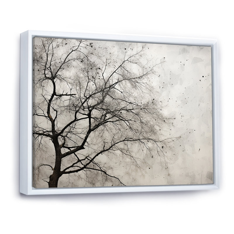Minimalisme, arbre blanc, pin, rêve I - arbre pin, estampes murales encadrées, Cadre flottant blanc, 16" H x 32" W