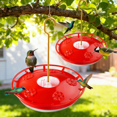 Saucer Hummingbird Feeder 2-Pack, 16Oz Leak-Proof Design With 5 Feeding Ports, Easy To Clean And Refill For Outdoor Use