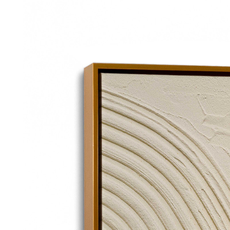 «Echoed Curves in Beige», ensemble de 2 impressions sur toile dans un cadre doré