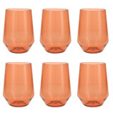 Fortessa Sole Outdoor Shatter Resistant BPA Free Premium Copolyester Plastic Drinkware 6 Pack, Terra Cotta Orange, Stemless Wine Glass