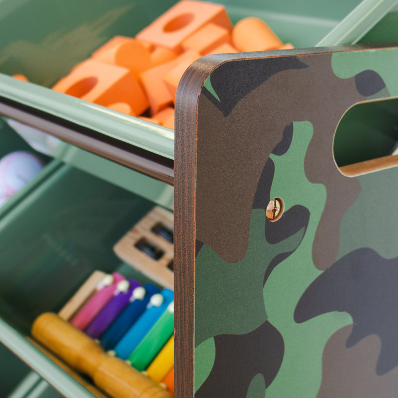 Organisateur de jouets avec bacs Rafael, Vert d’armée
