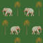 Strolling Elephant - Emerald Green Wallpaper