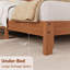 Base de lit double en bois avec tête de lit en V, support de lattes en bois, sommier anti-bruit, aucun sommier requis, assemblage facile, rangement sous le lit, brun clair