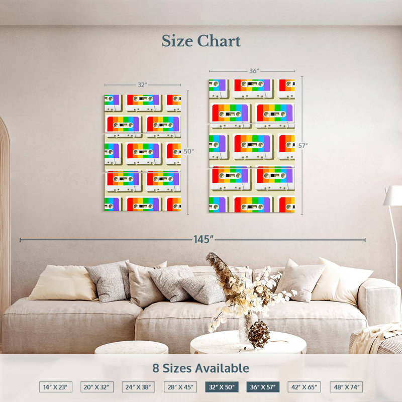 Abarca Rainbow Mixtapes, 50" H x 32" W