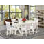 Ensemble table et chaises de cuisine 5 pièces comprenant une table de salle à manger rectangulaire avec pattes en X et 4 chaises de salle à manger Parsons en tissu lin crème.-963141120-850054295