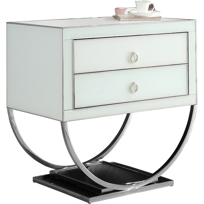 Le 2 - Drawer End Table, Silver/White