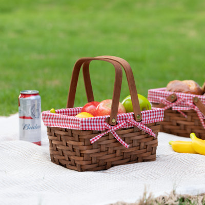 Rectangular Lined Solid Wood Basket