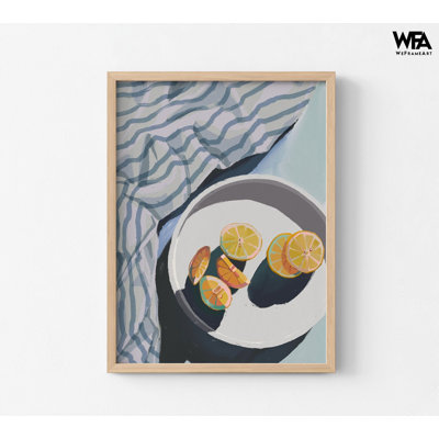 Reproduction d'art citron, reproduction encadrée de citron, décoration de tranche de fruit, reproduction de peinture réaliste de fruit, décoration murale agrume, tranches de citron