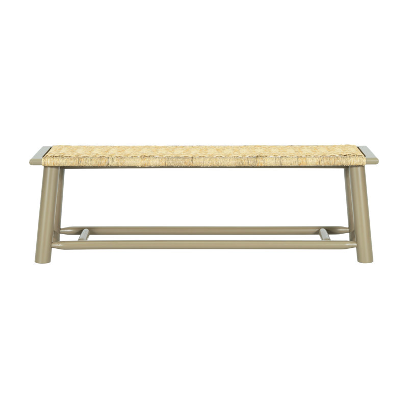 Banc en bois massif de style moderne, 59 pouces, finition dorée, à l'esthétique, idéal pour les porches Breezy, Doré
