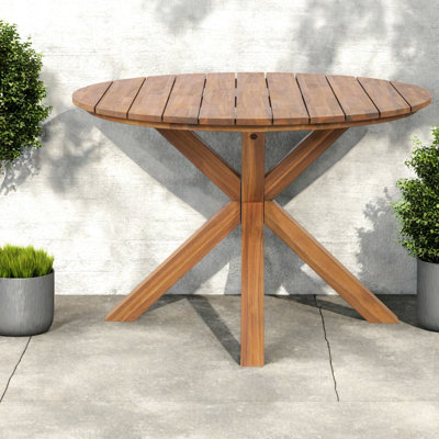 Premium Patio Tables, 44.5 Inch Acacia Wood Rustic Round Dining for Home