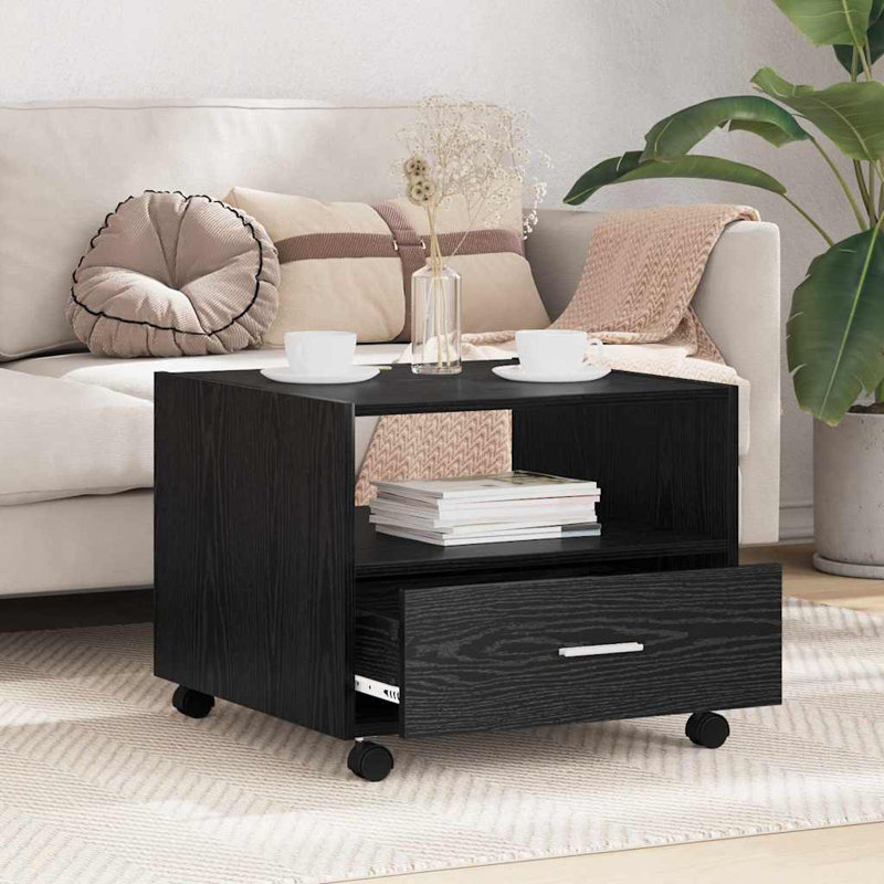 Coffee Table with Storage, Black Oak