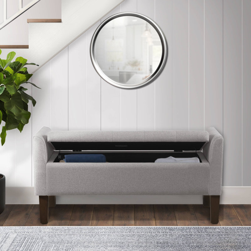 Blaire Gray Upholstered Flip-Top Storage Bench