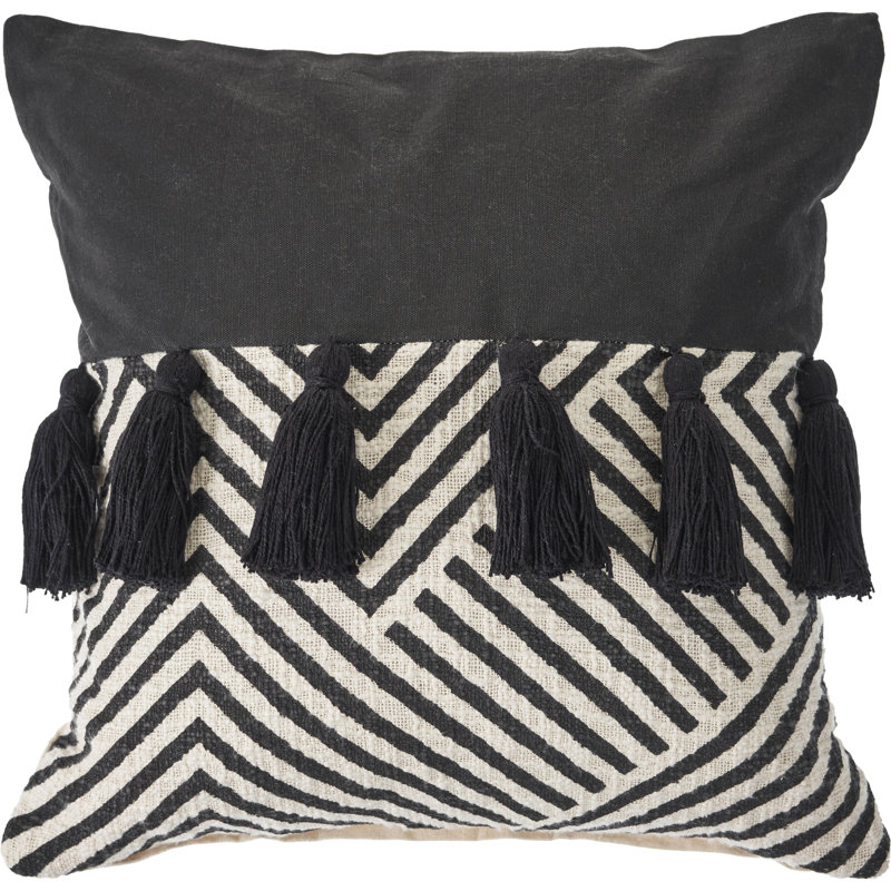 Housse de coussin en coton Tassels, polyester