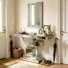 2-Piece Silver Mirrored Console Table & Crushed Diamond Wall Mirror Set Sofa Table with Stepped Base
