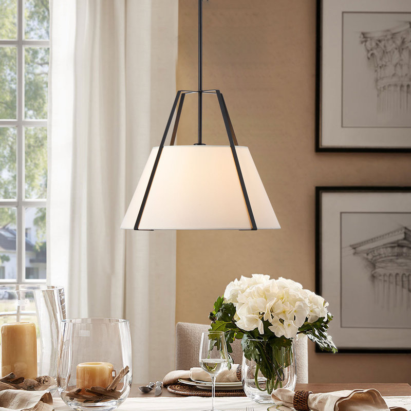 Ellrich Fabric Cone 18" Wide With Metal Chandelier Timeless Elegant Dining Room, Black, 18"