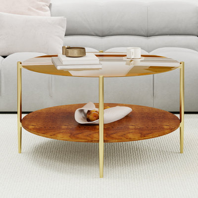 Table basse 32,28 "avec plateau de rangement en verre pour le salon