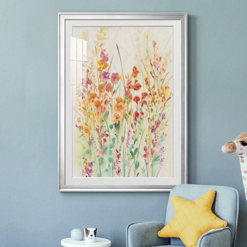 Brillant floral II - imprimé, H 30,5 po x l 22,5 po x P 1 po, Cadre argenté