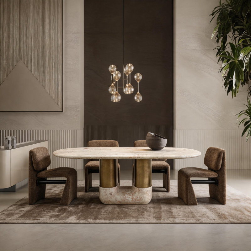 Pink Jade Natural-Finish Dining Table