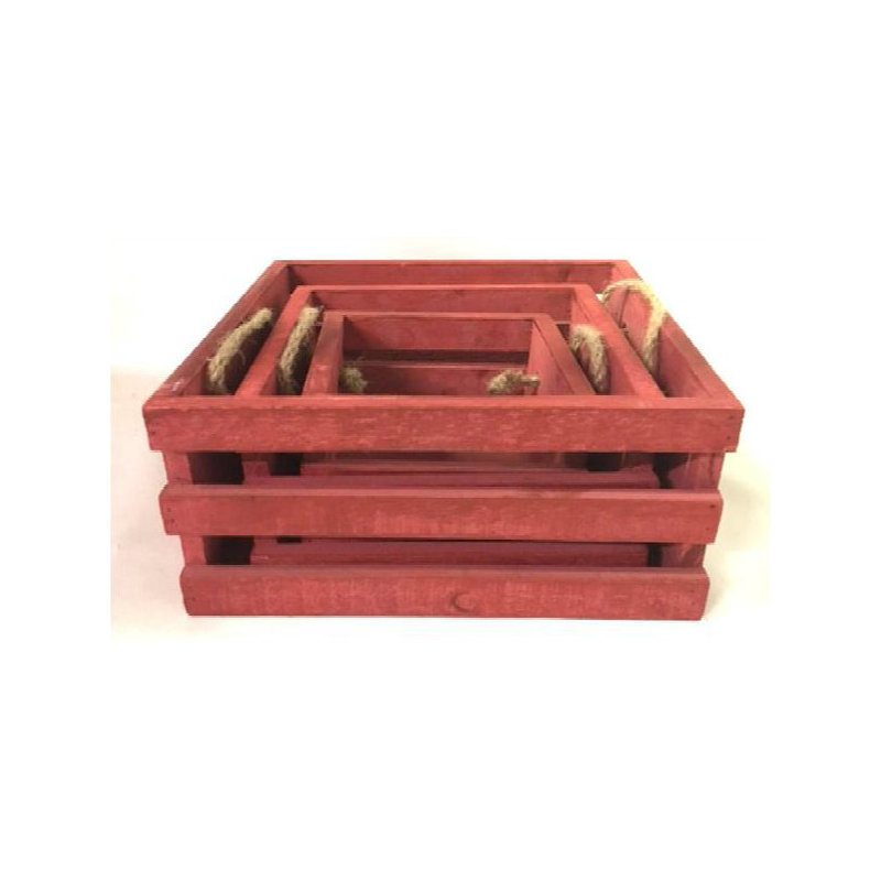 August Grove® Solid Wood Decorative Bin, Red