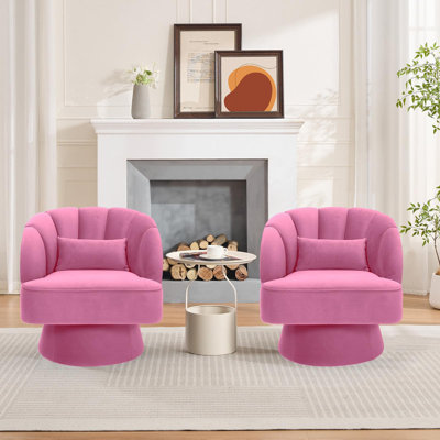 Fauteuil demi-tonneau en velours pivotant à 360 ° Modern