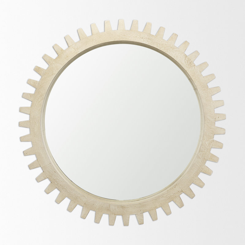 Miroir d'appoint Kazmira Cog, 35 po x 35 po, Beige