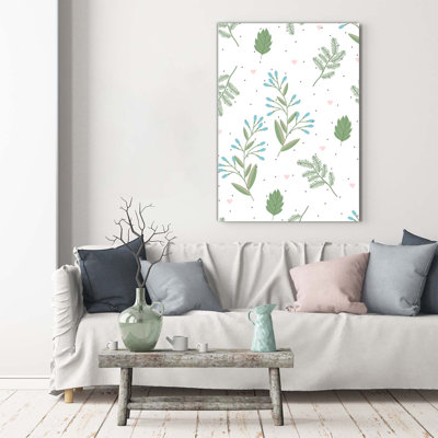 Leaves And Hearts - Wrapped Canvas Print