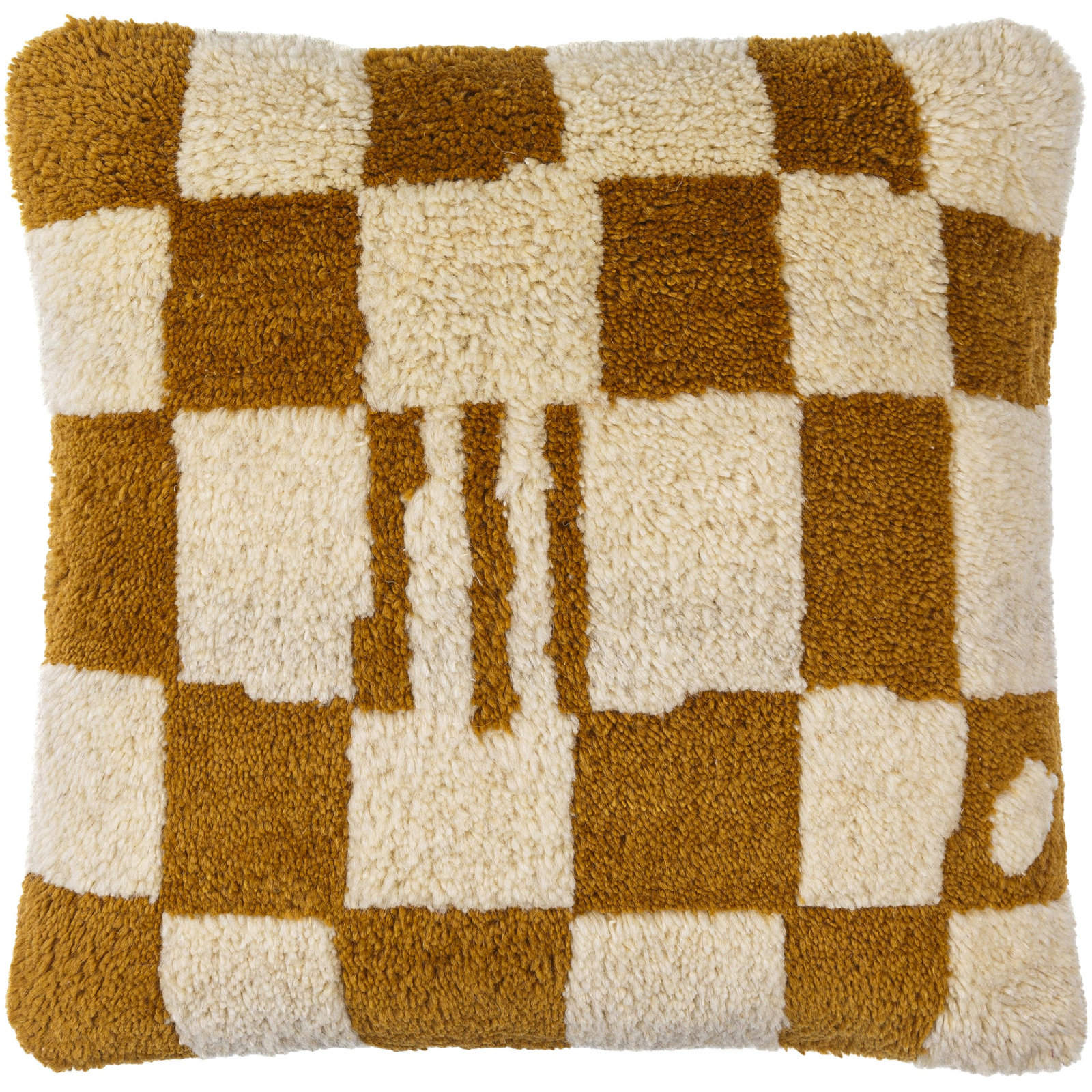 Raven Checkered Wool Throw Pillow, 20" x 20", Brown, Pillow Cover Only - No Insert