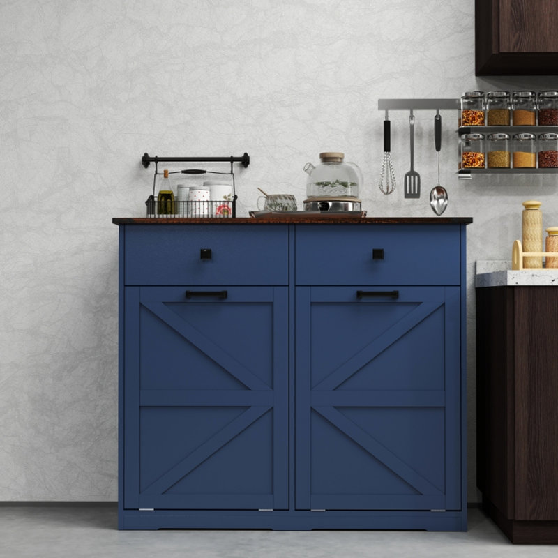 Armoire poubelle double inclinable Farmhouse Blue