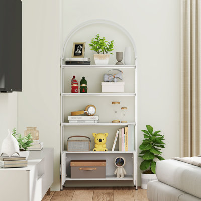 Étagère à 4 niveaux avec armoire pour le salon, bureau, blanc