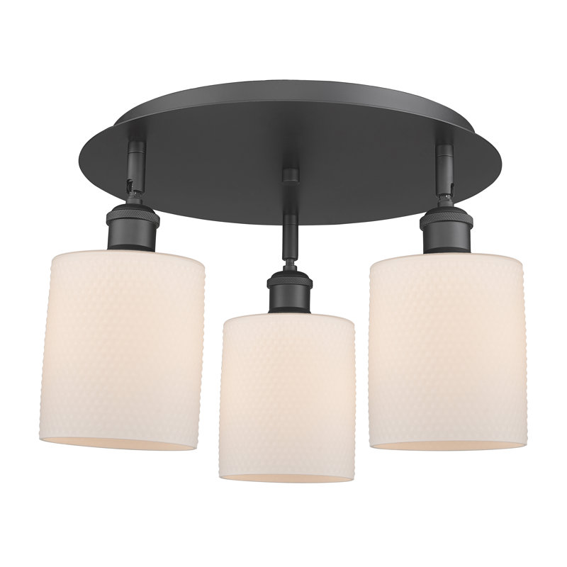Dublin Glass Semi Flush Mount, Matte White, Matte Black