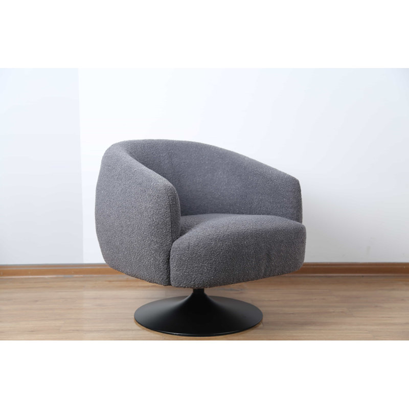 Abrahim Upholstered Swivel Barrel Chair, Gray