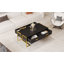 Table basse moderne moderne noire avec 4 tiroirs et base dorée de 47,3 po (table incluse seulement)-121084905