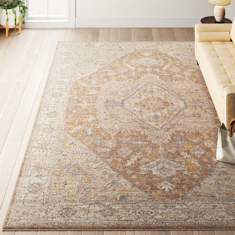 Don Oriental Machine Woven Polyester Area Rug in Brown/Gold/Slate, Rectangle 12' x 15'