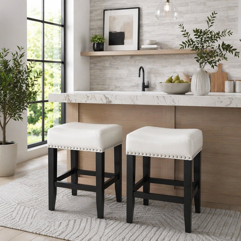 26" Backless Leather Counter Stools