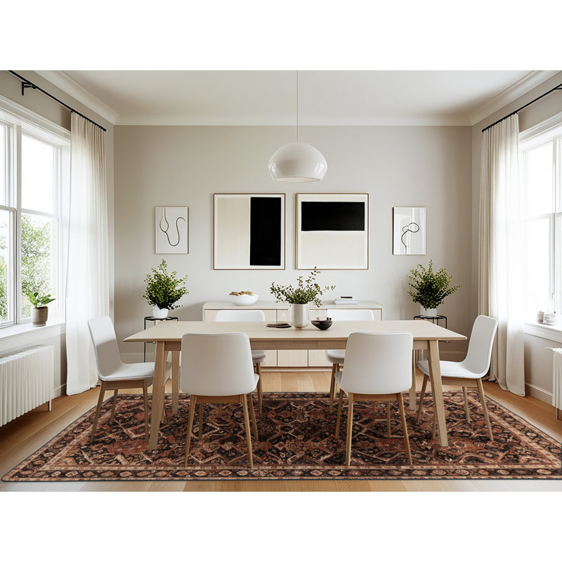 Machine Washable Turkish Brown Area Rug, Rectangle 7' x 10'
