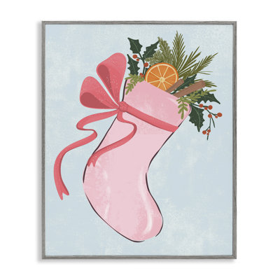 Chaussette de Noël rose, art giclée par Nikita Jariwala
