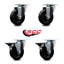 4 Inch Hard Rubber Wheel Swivel Top Plate Caster Set with 2 Posi Brakes SCC