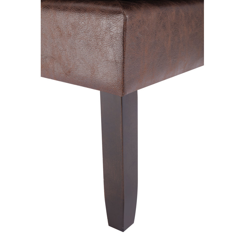 Bailes Faux Leather Ottoman, Dark Brown Faux Leather