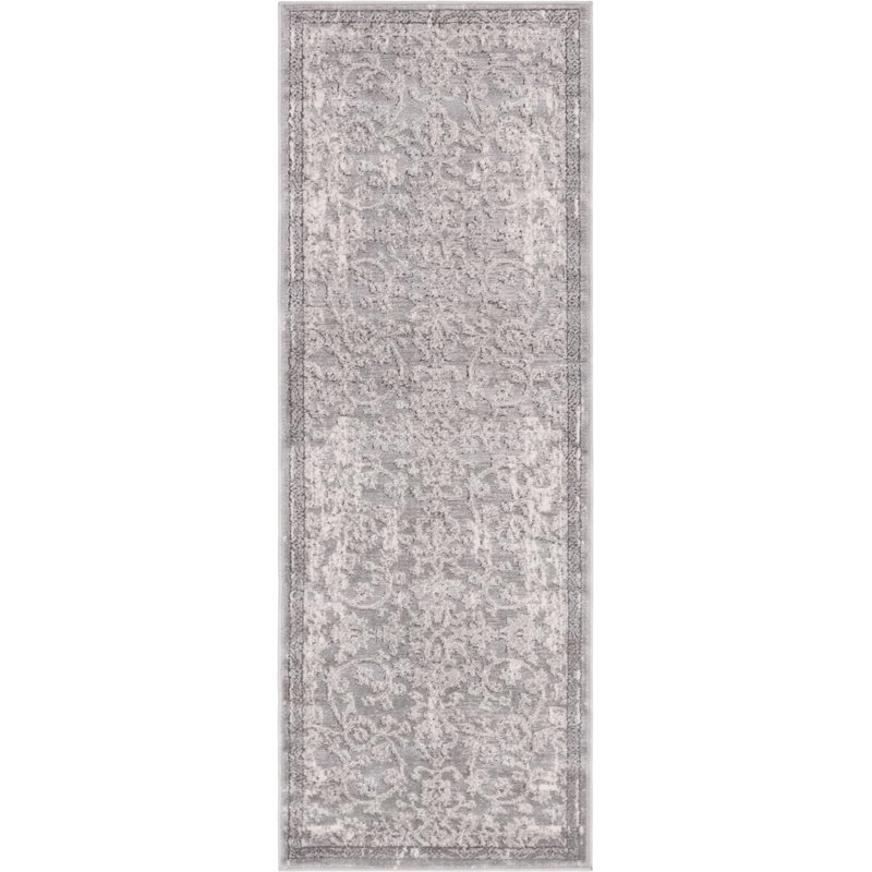 Hidekazu Floral Gray Area Rug, Runner 2' x 5'1"