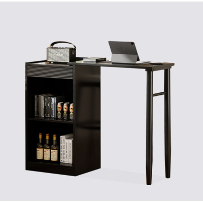 Retro Rubber Wood Black Extendable Bar Table